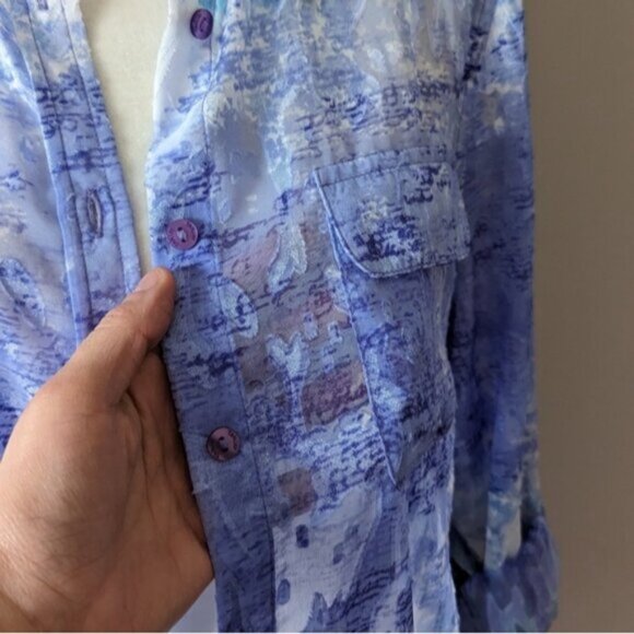 Allison Daley semi sheer ombre neon multicoloured button down blouse - Picture 5 of 6